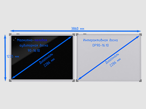 Комплект интерактивная доска  + магнитно-меловая аудиторная доска с черным покрытием